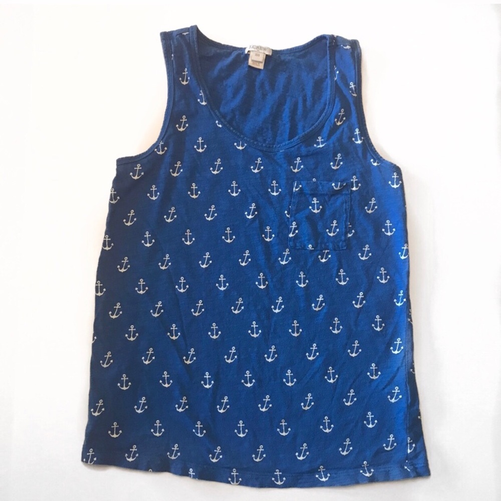 J.Crew Factory Printed  Blue anchor tank top-XXS